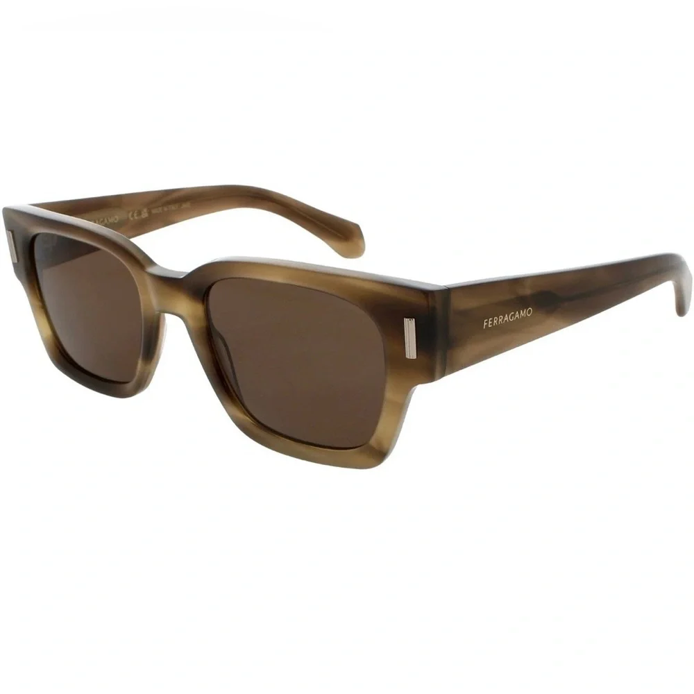 Salvatore Ferragamo Men's STRIPED KHAKI/BROWN Sunglasses (NWT)